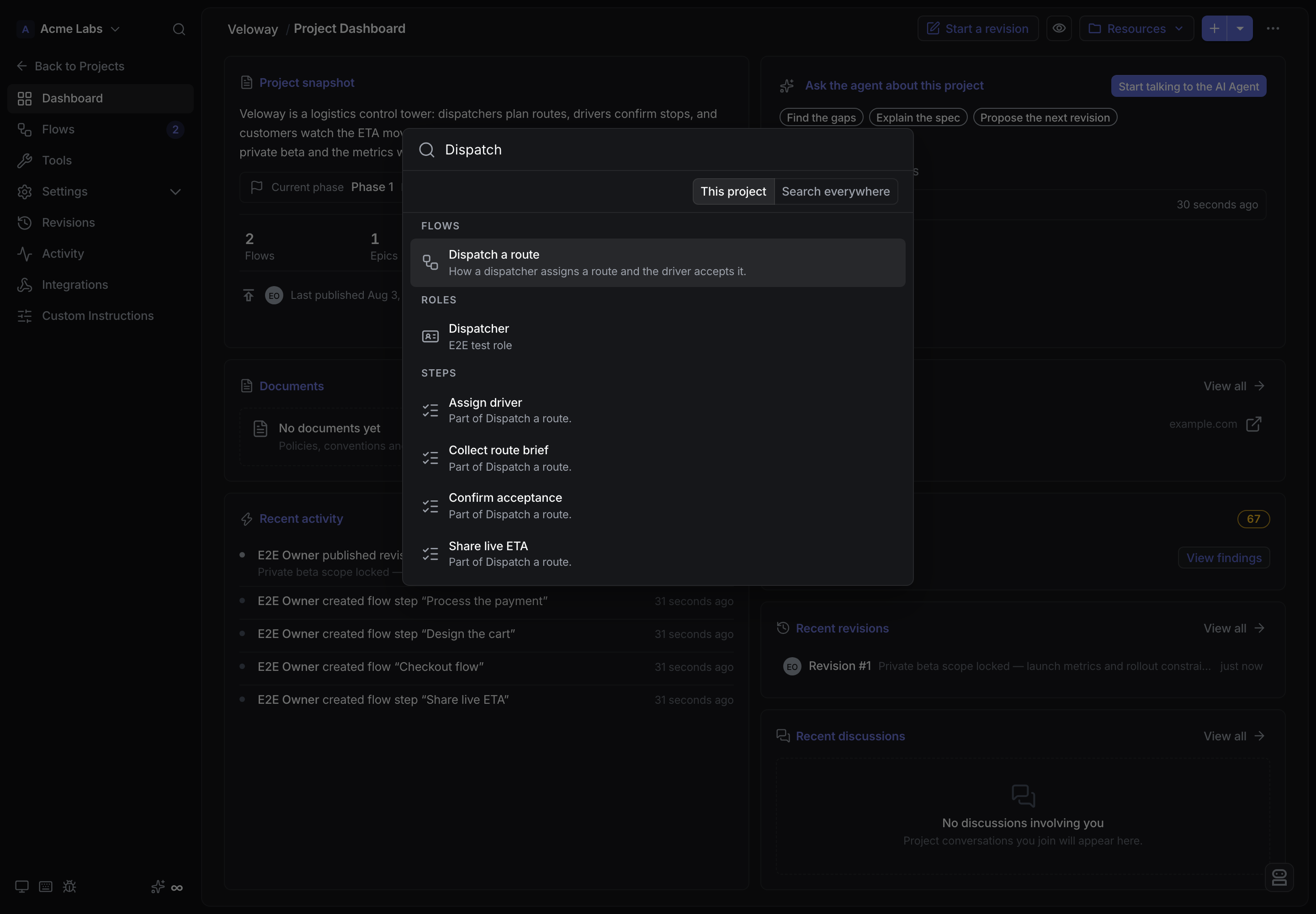 Command palette searching for Activation flow