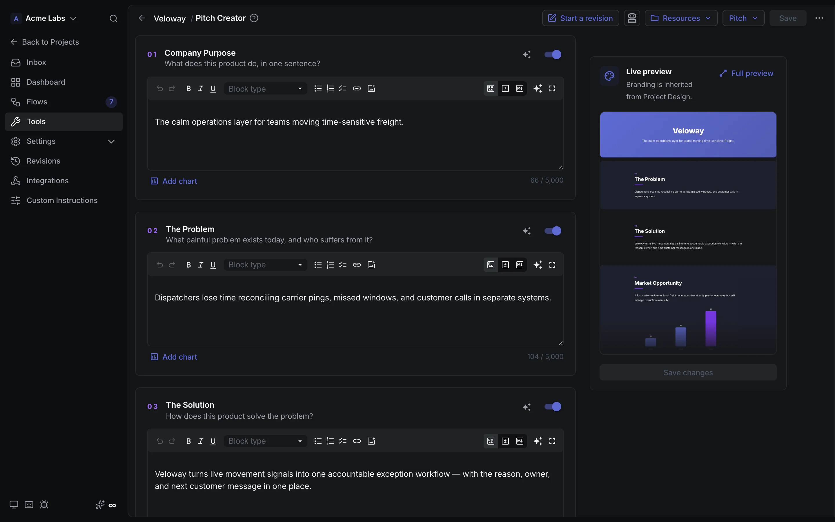 CrystalSpec Pitch Creator editor for Veloway.